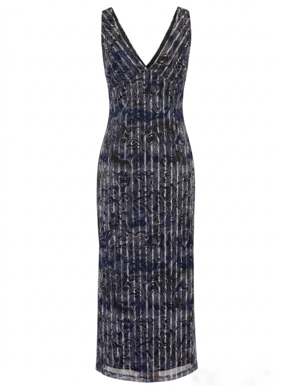 Vintage Pia Abstract Print Lace Up Back Maxi Dress sz L
